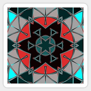 Cartoon Mandala Blue Red and Black Sticker